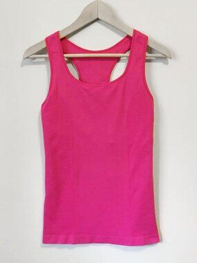 Hot Pink Stretchy Racerback Tank Top Built-in Shelf Bra